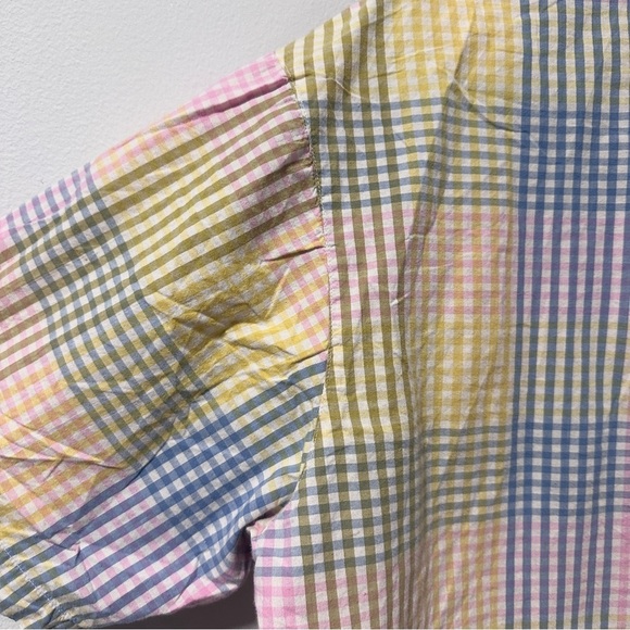 Vintage Timber Creek Pastel Plaid Short Sleeve Button Up Top Mens Size XL Spring - Picture 12 of 16